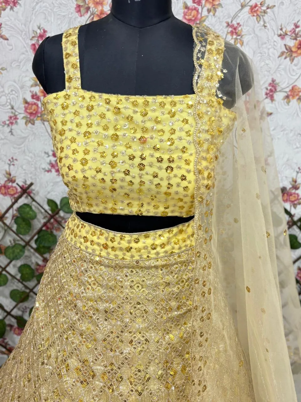 Haldi Function Special Yellow Sequence Lehenga Choli