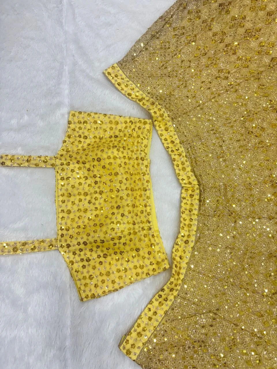 Haldi Function Special Yellow Sequence Lehenga Choli