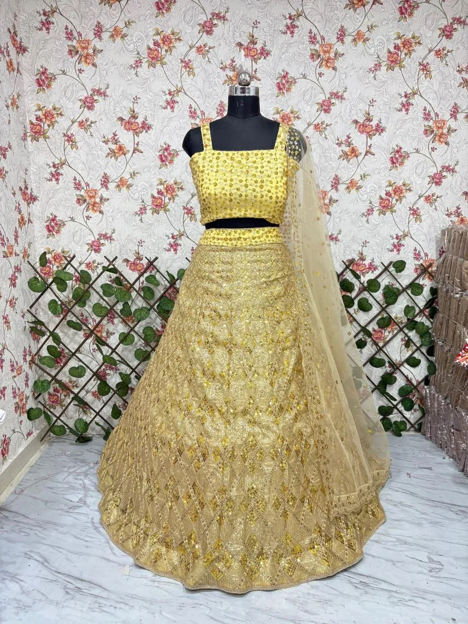 Haldi Function Special Yellow Sequence Lehenga Choli