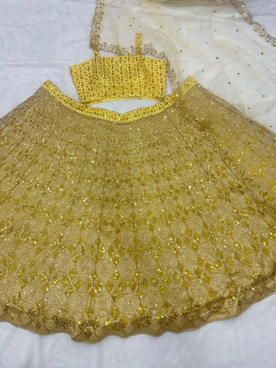 Haldi Function Special Yellow Sequence Lehenga Choli