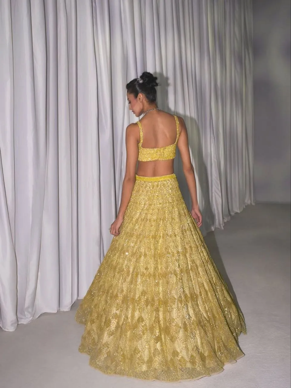 Haldi Function Special Yellow Sequence Lehenga Choli