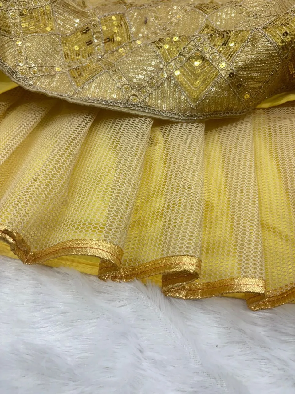 Haldi Function Special Yellow Sequence Lehenga Choli