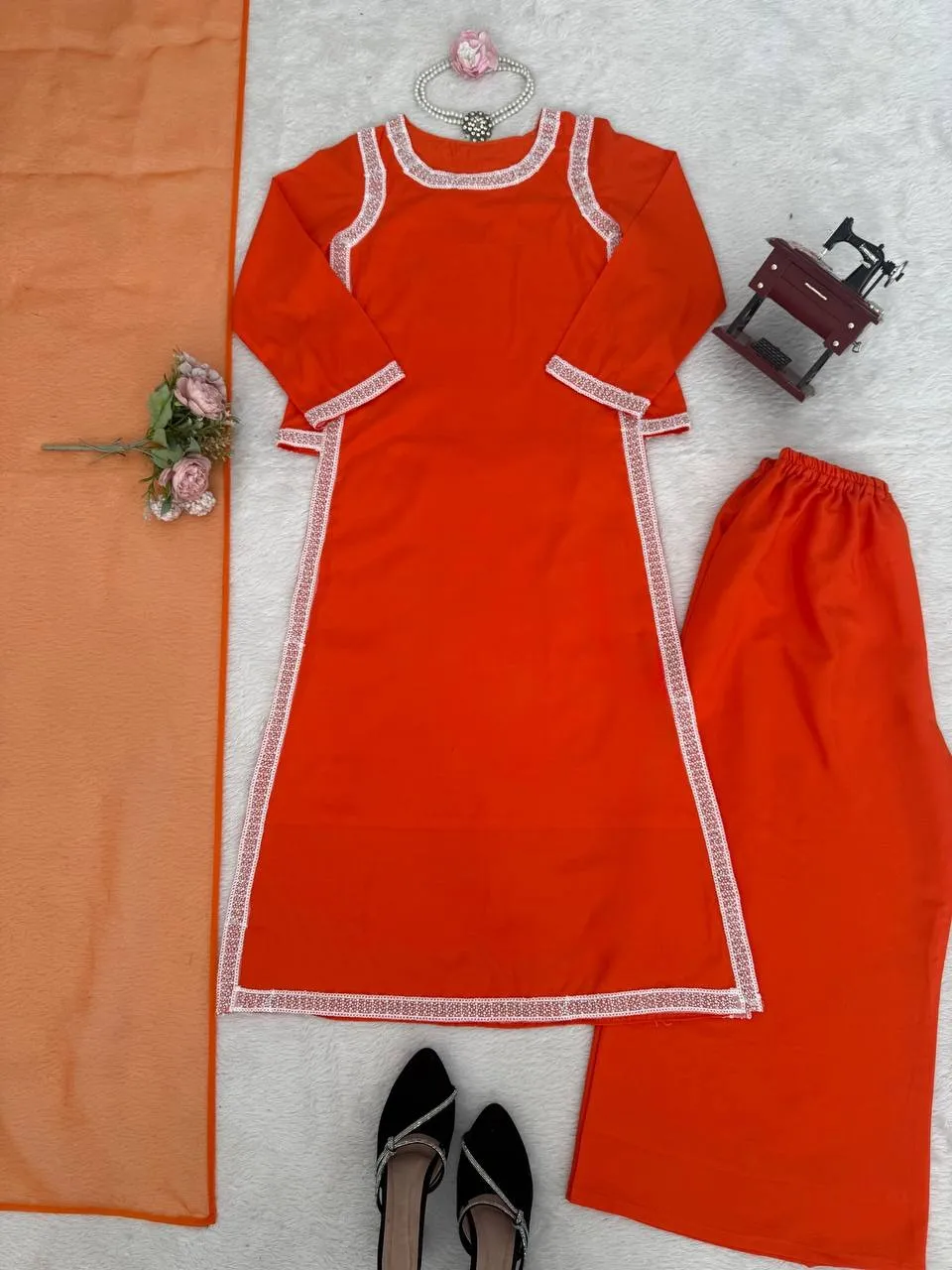 Hania Amir Inspired Rust Color Readymade Suit