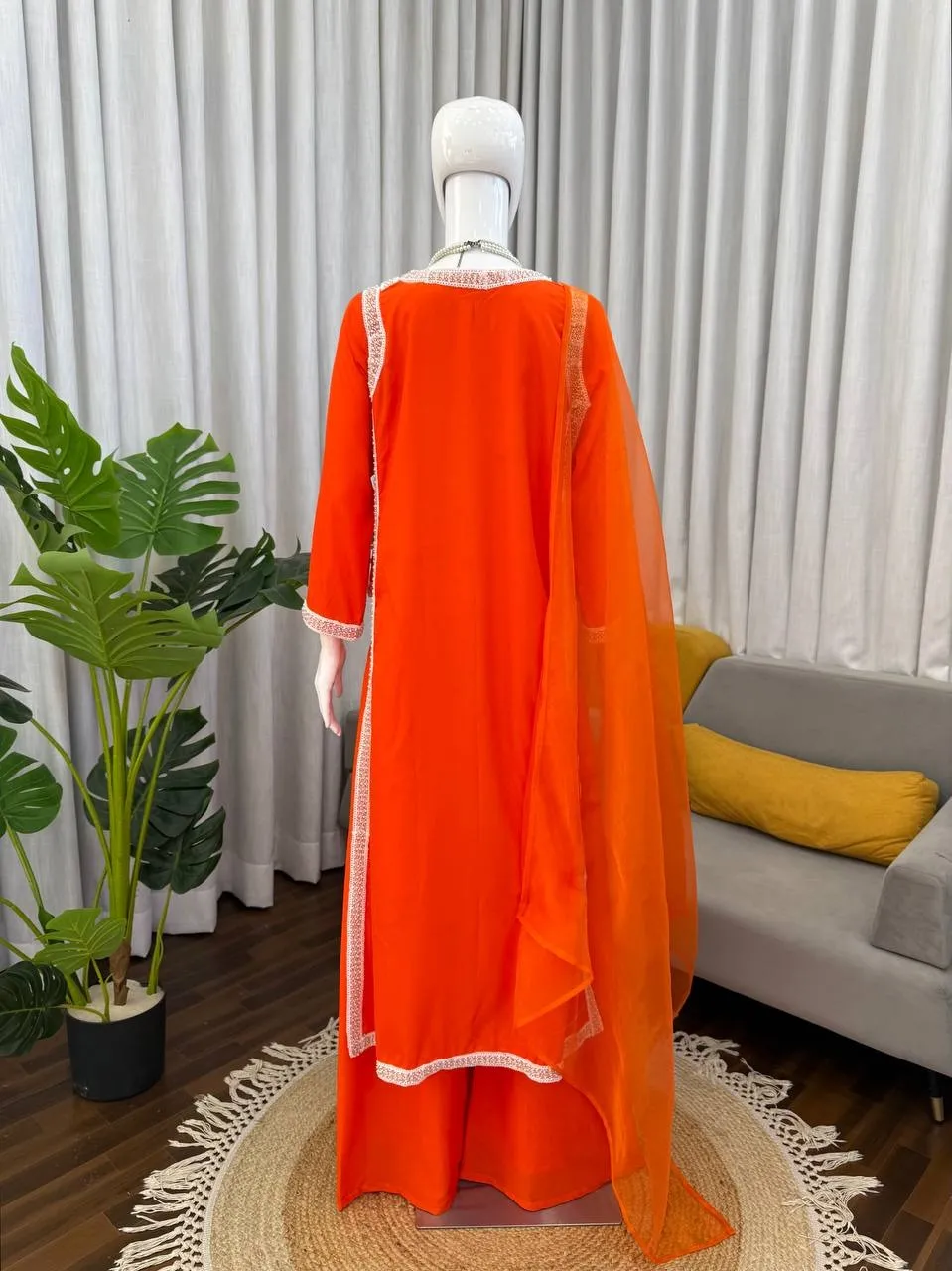 Hania Amir Inspired Rust Color Readymade Suit