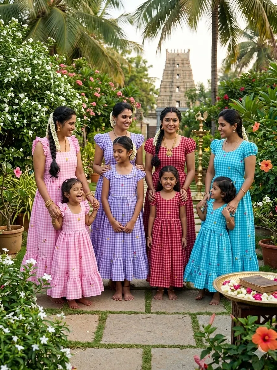 Mother Daughter Combo Midi Frock Designs Green Color