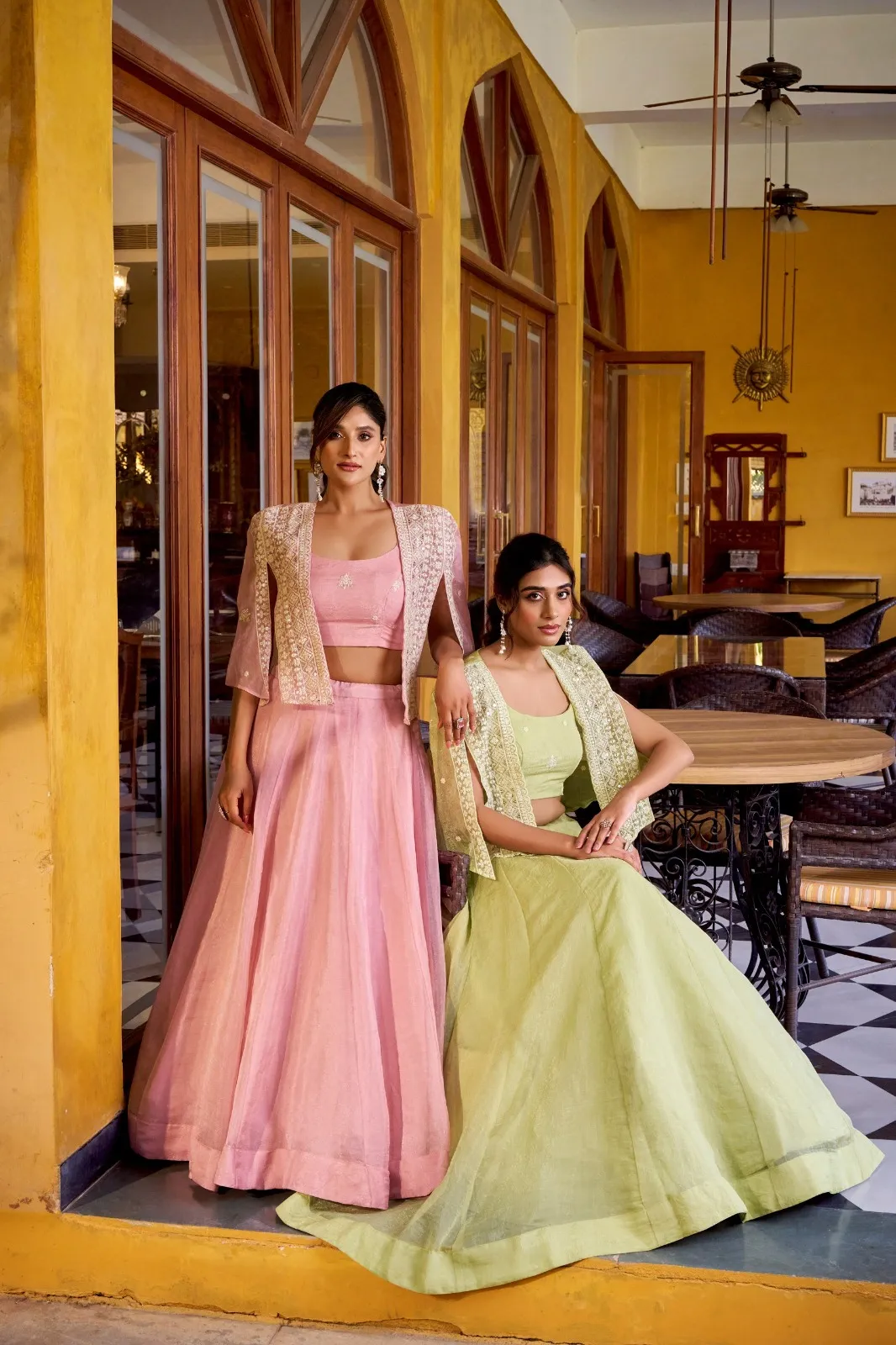 Pastel Pink Wedding Koti Blouse Lehenga Readymade