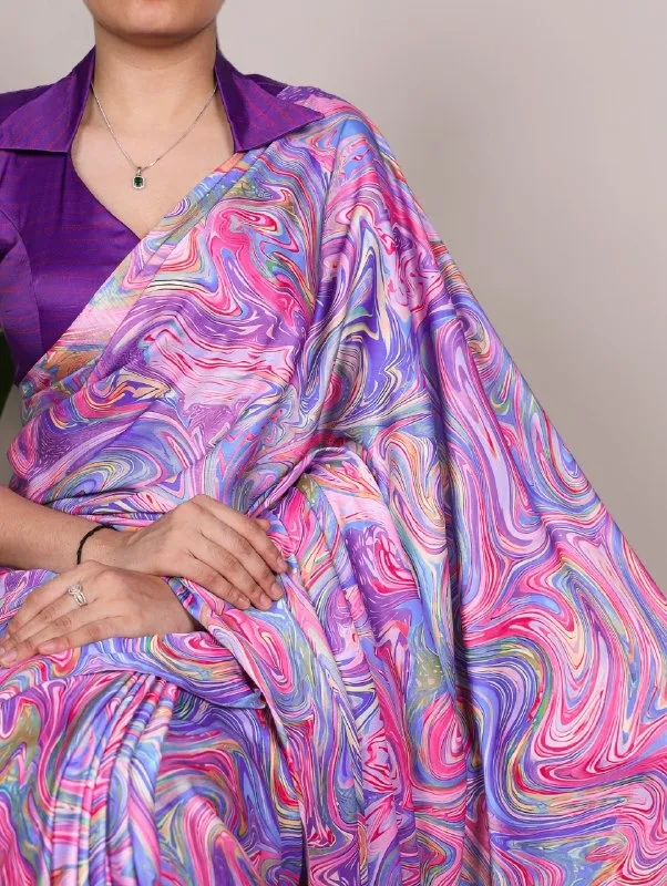 Peacock Printed Satin Silk Sarees