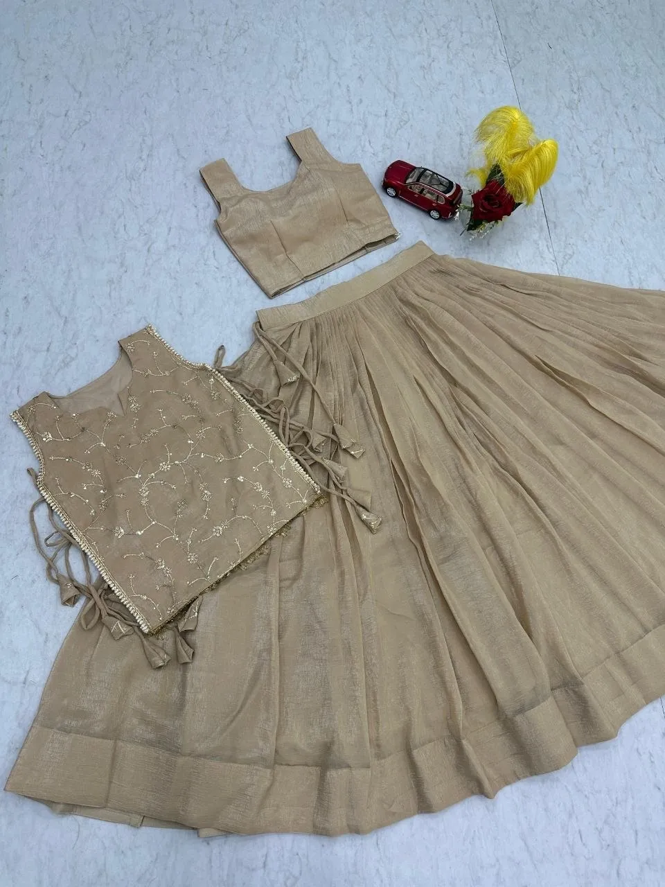 Designer Long Blouse with Lehenga Under 2000