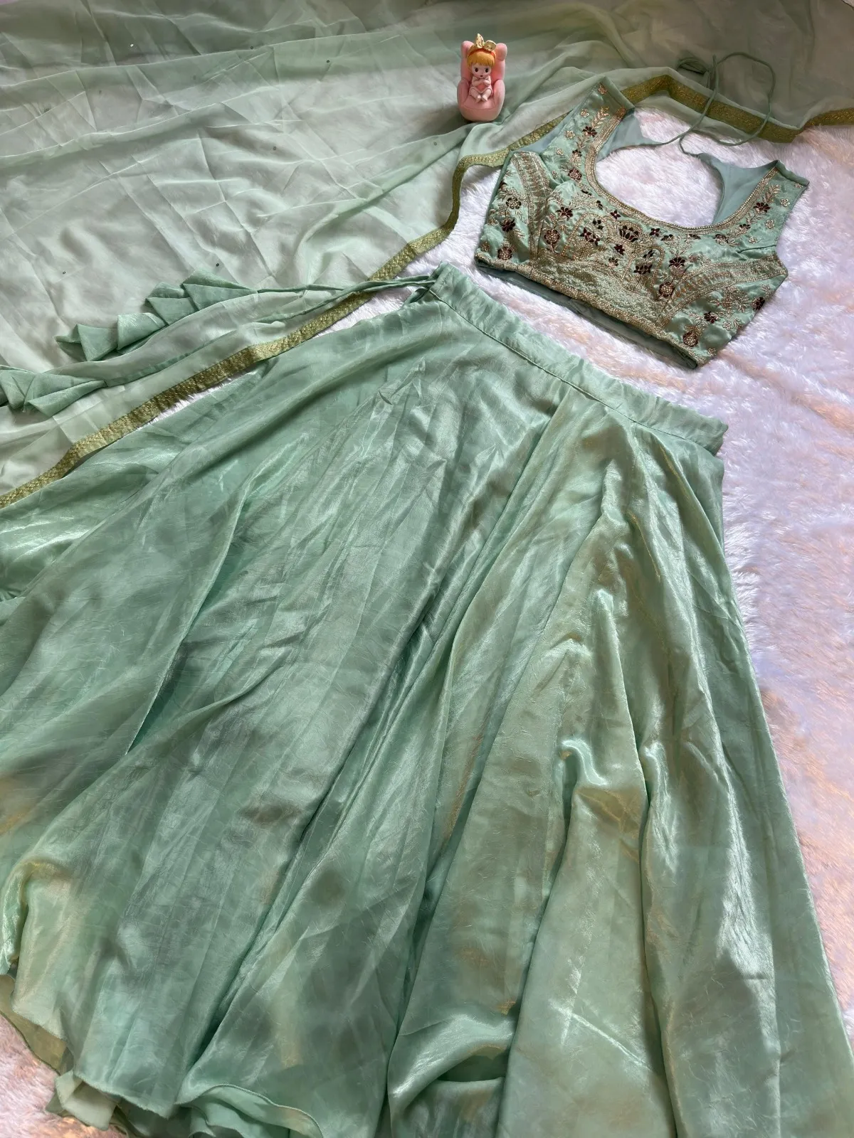 Pista Color Beautiful Embroidery Lehenga Choli