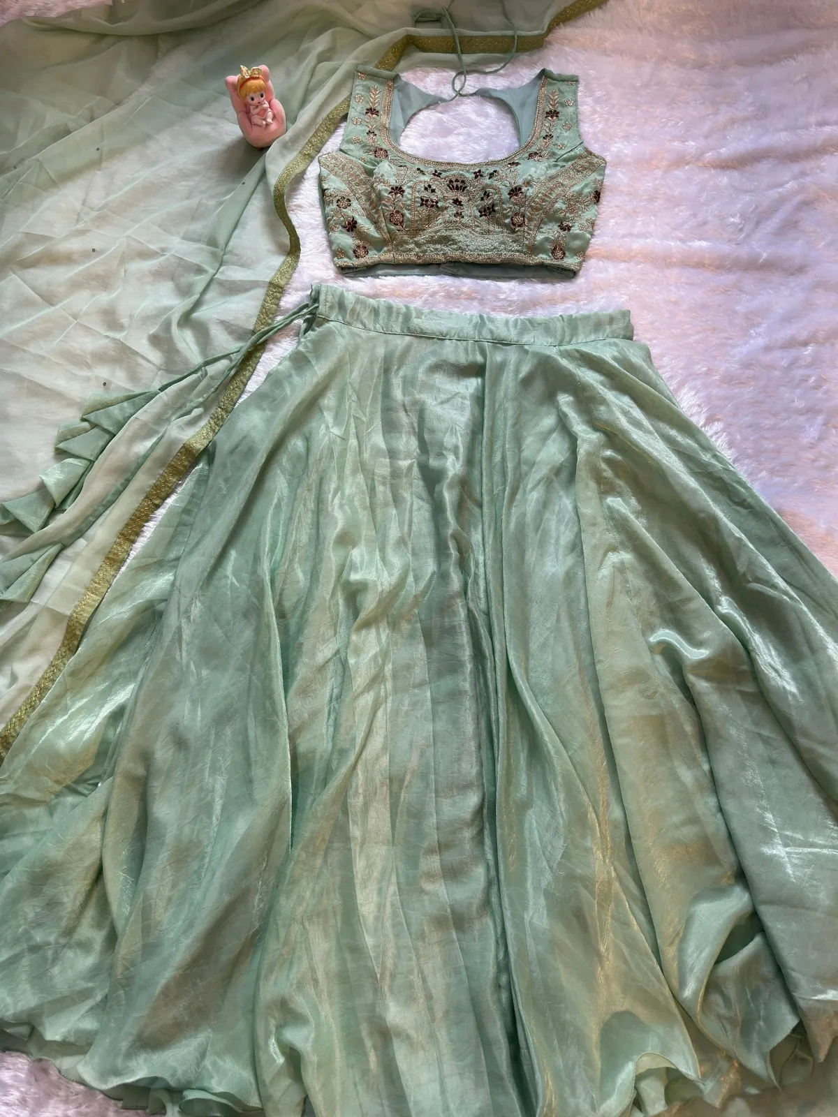 Pista Color Beautiful Embroidery Lehenga Choli