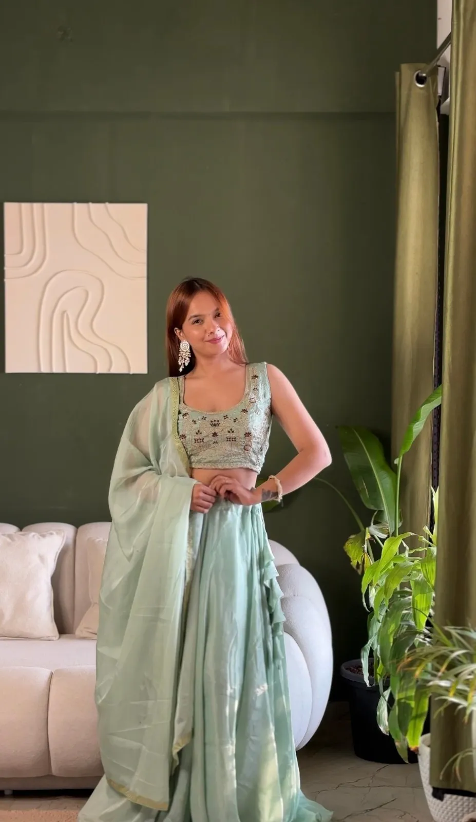 Pista Color Beautiful Embroidery Lehenga Choli