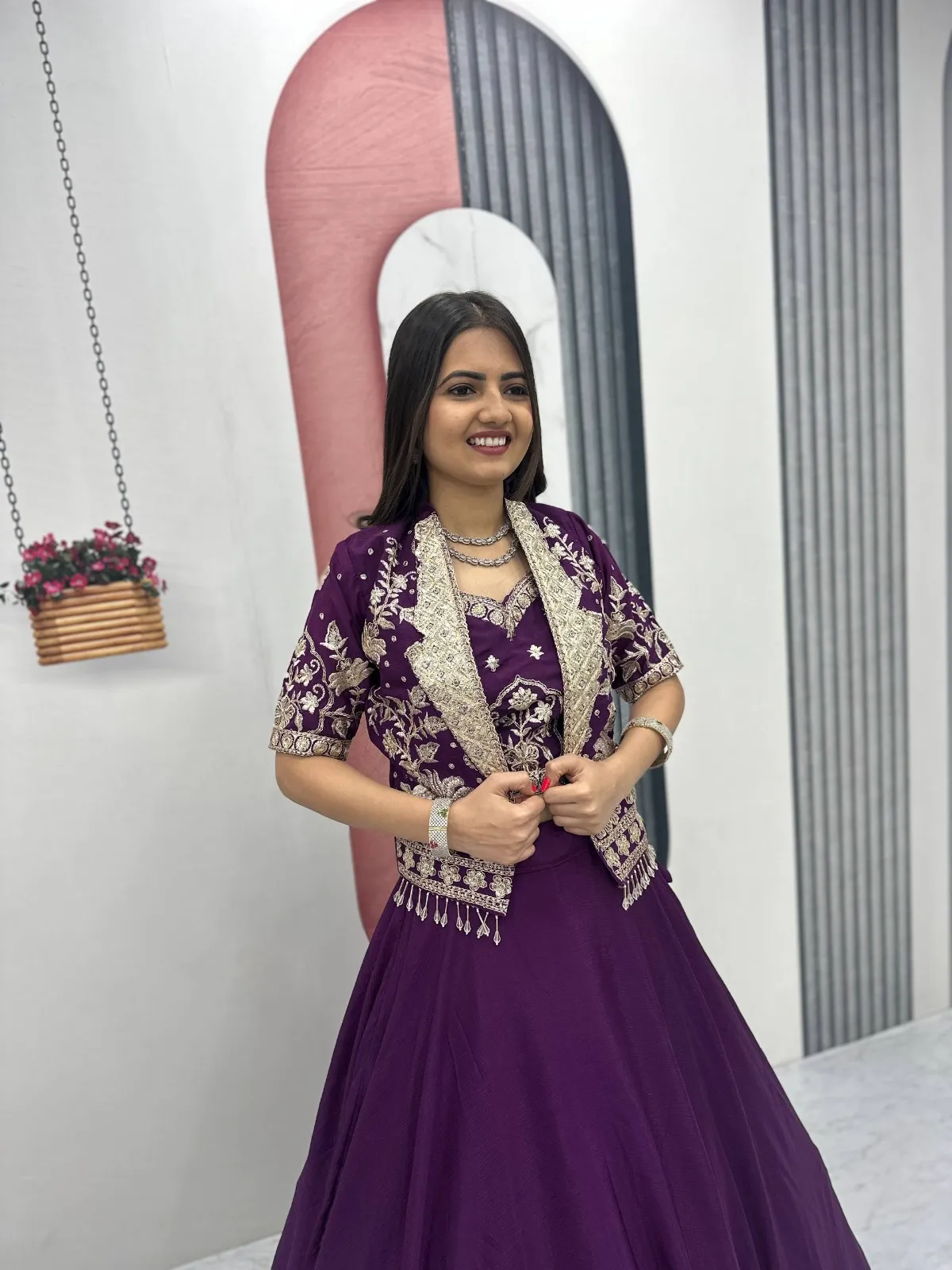 Purple Color Designer Lehenga Choli with Jacket Under 2500