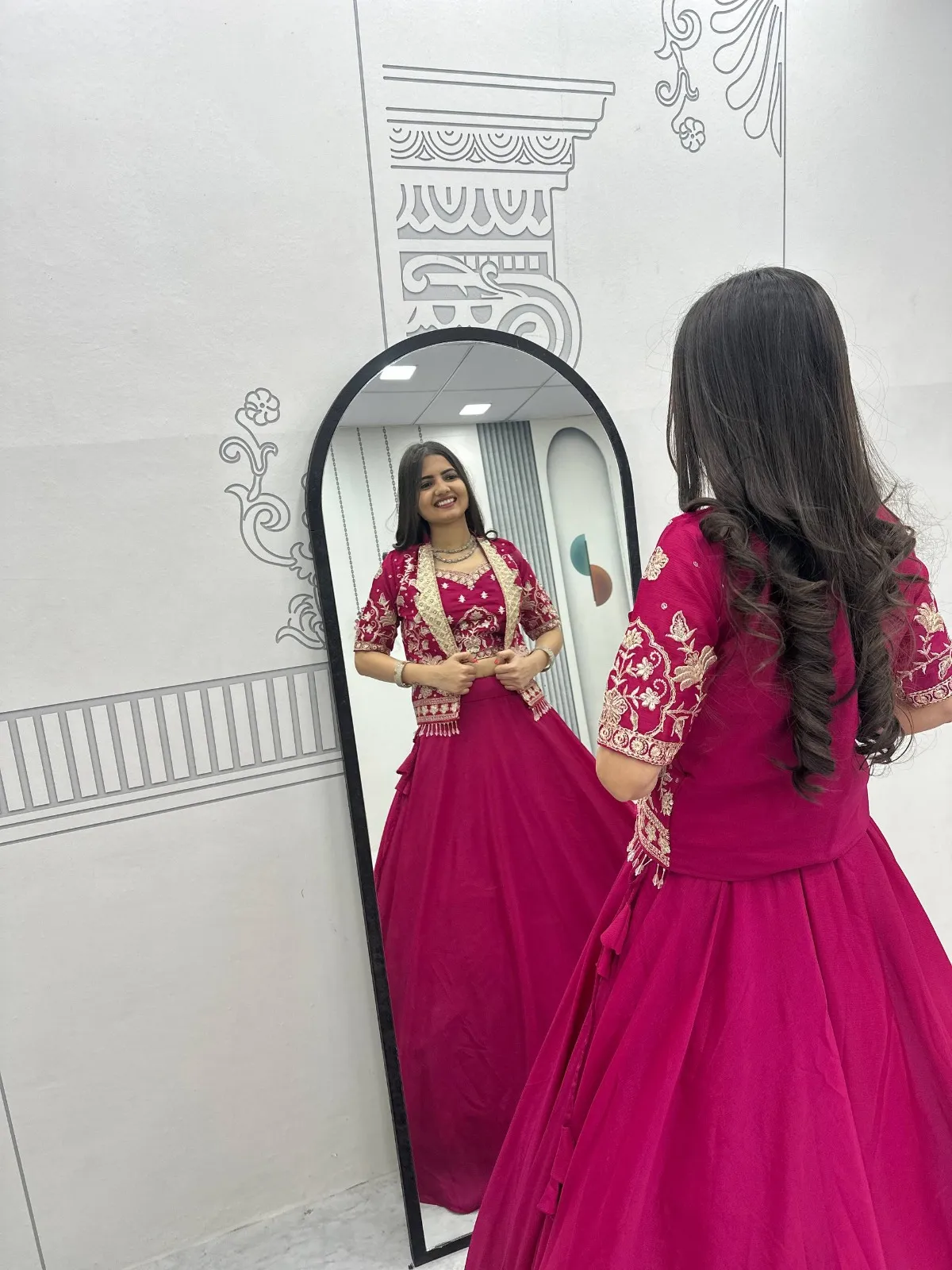 Rani Color Designer Lehenga Choli with Jacket Under 2500