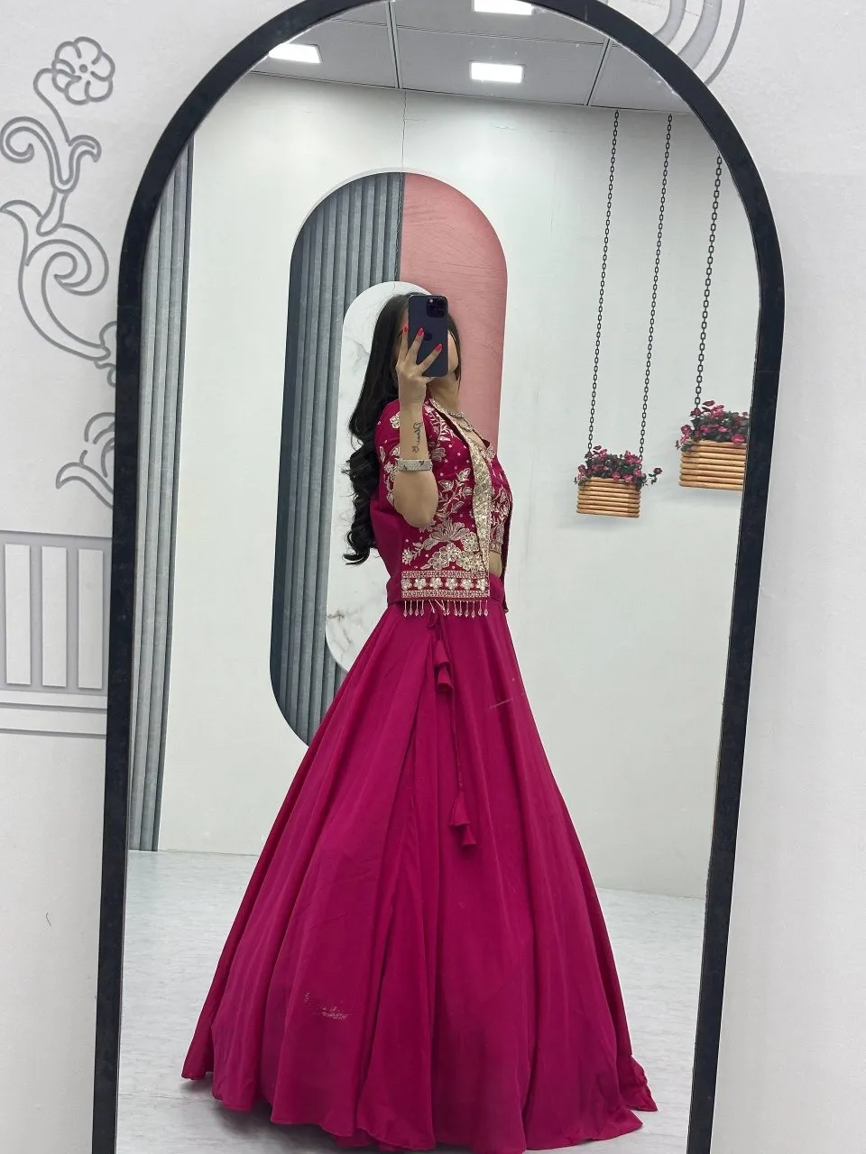 Rani Color Designer Lehenga Choli with Jacket Under 2500