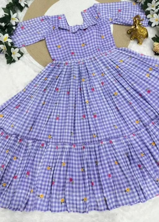 Purple Mother Daughter Combo Midi Frock Designs