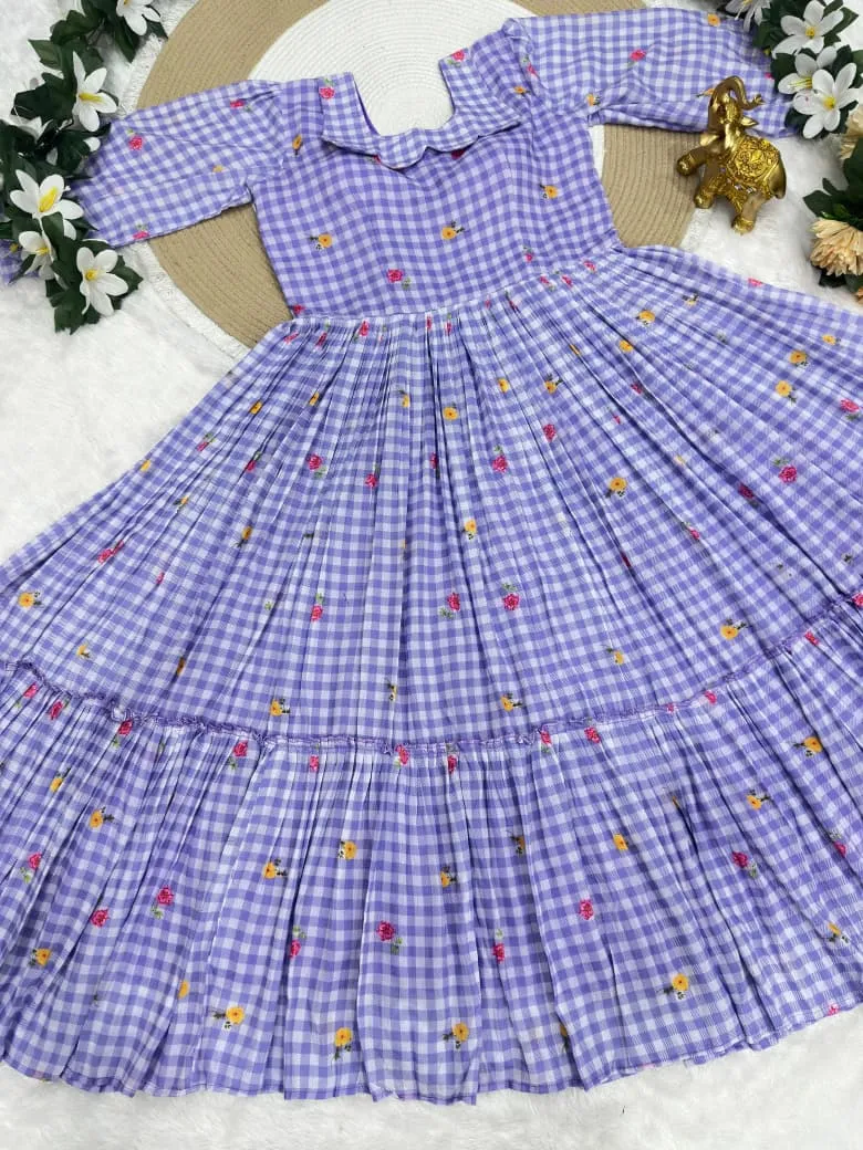 Purple Mother Daughter Combo Midi Frock Designs