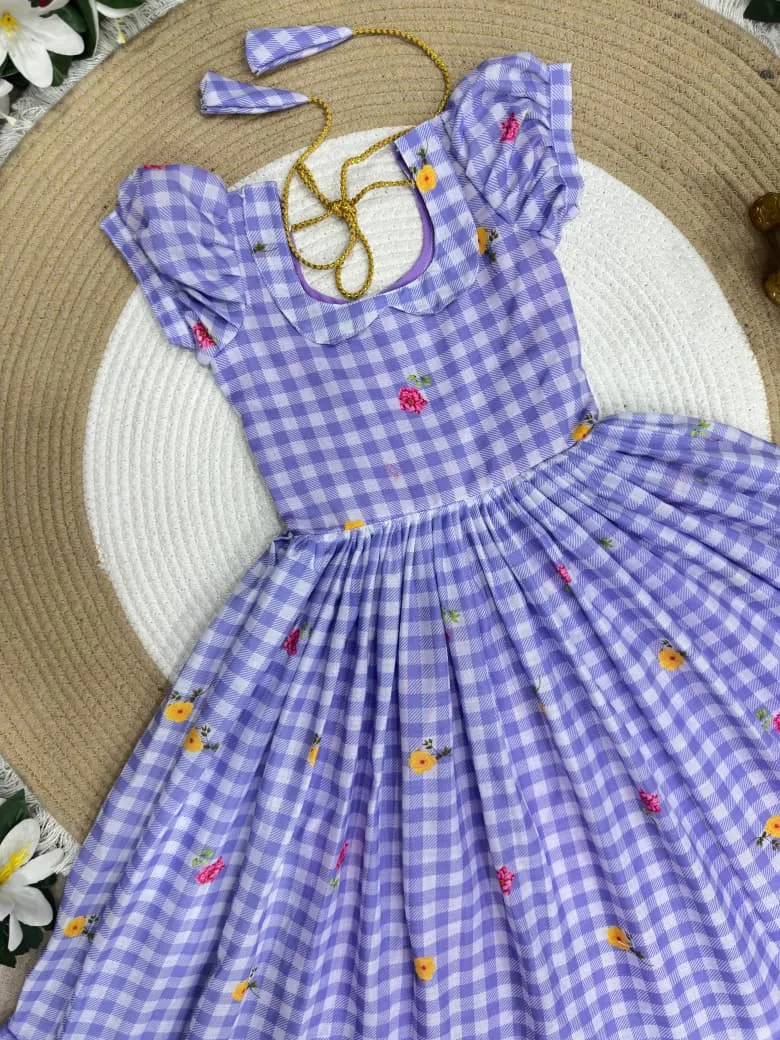 Purple Mother Daughter Combo Midi Frock Designs