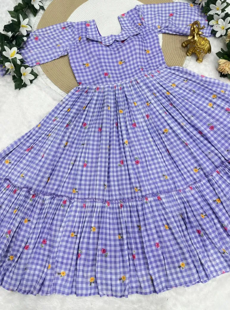Purple Mother Daughter Combo Midi Frock Designs