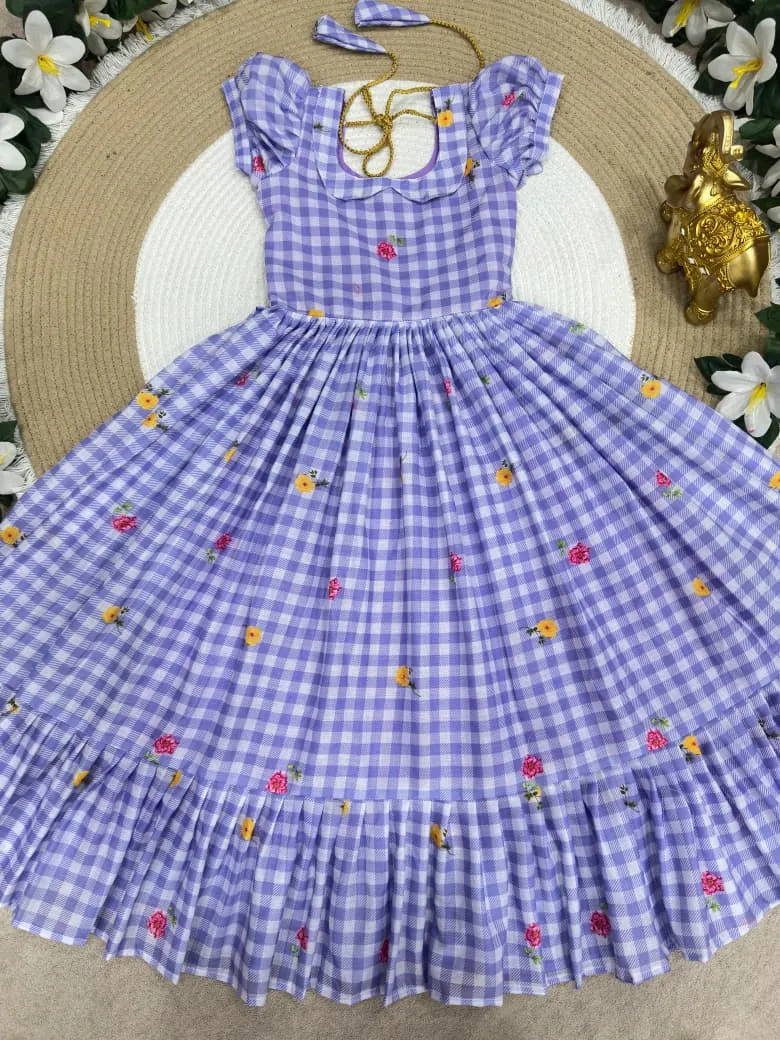 Purple Mother Daughter Combo Midi Frock Designs