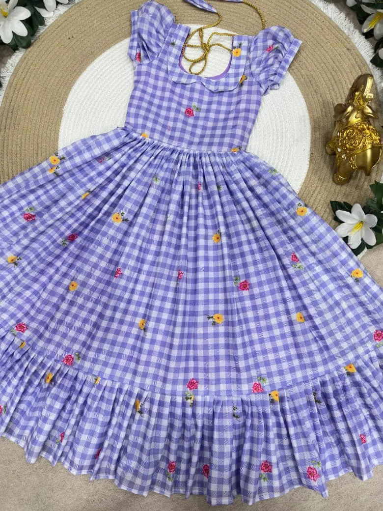 Purple Mother Daughter Combo Midi Frock Designs