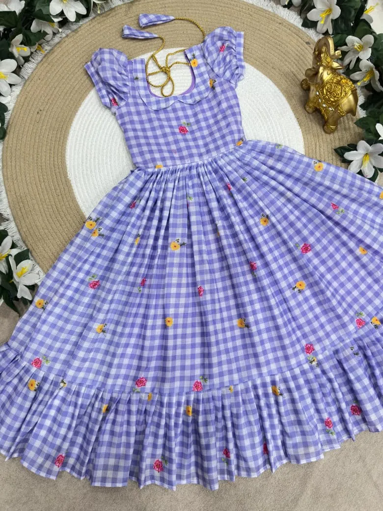 Purple Mother Daughter Combo Midi Frock Designs
