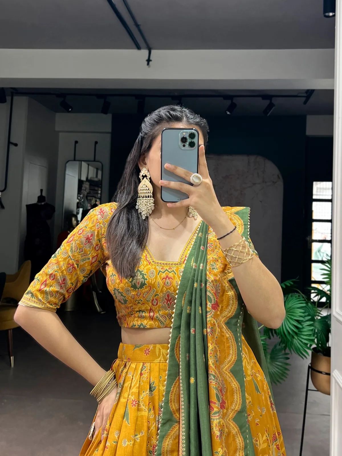 Silk Printed Lehenga Choli Mustard Color