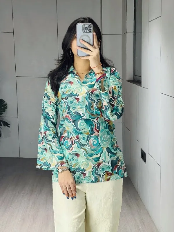 Summer Wear Printed Short Top with Plazzo