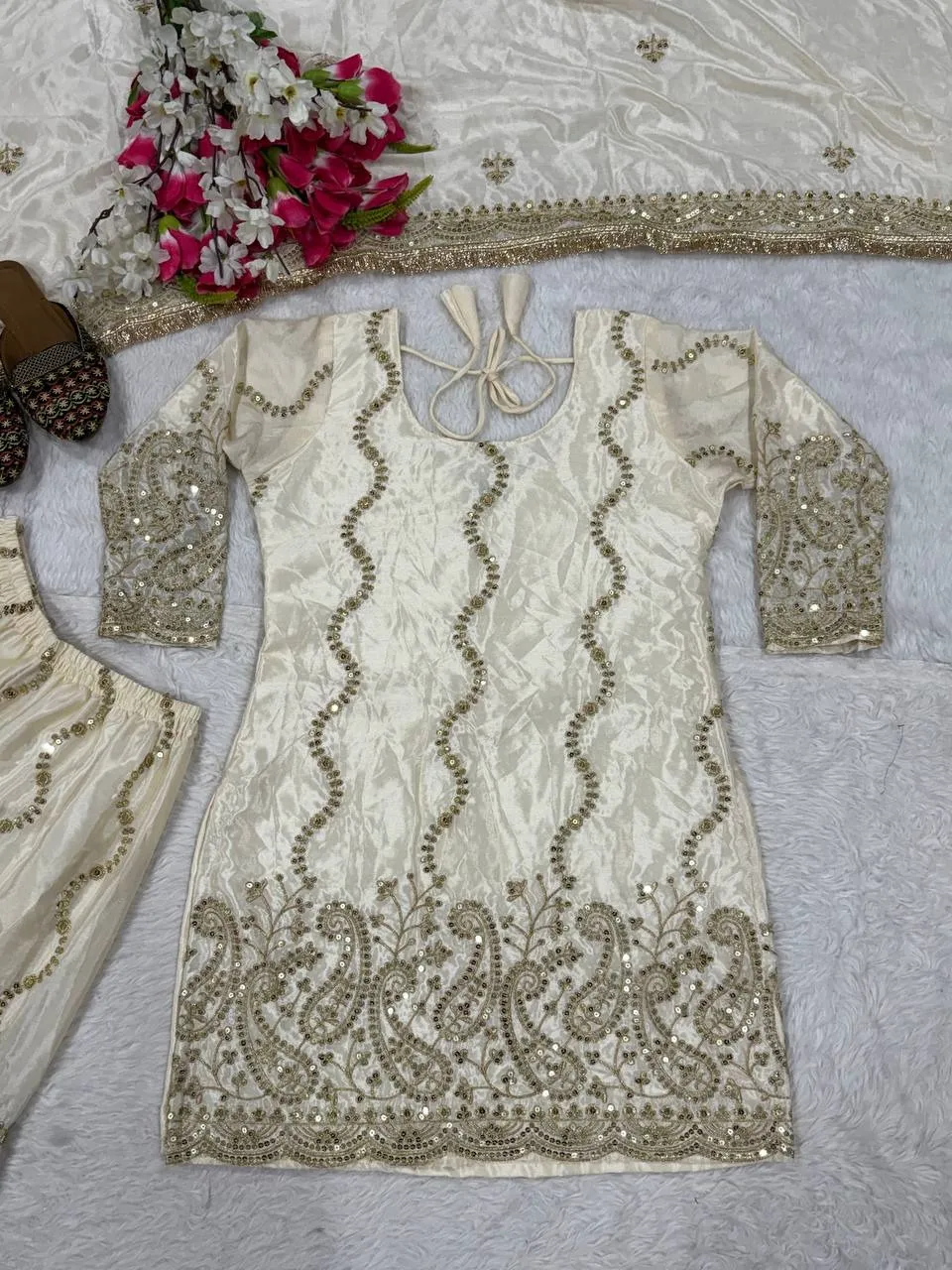 White Wedding Sharara Salwar Suit Readymade