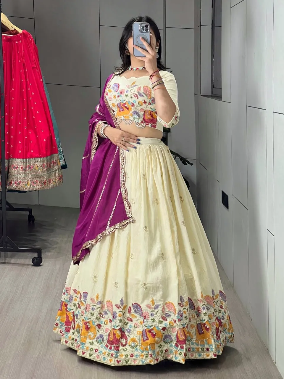 Beads Work Designer Lehenga with Animal Embroidery