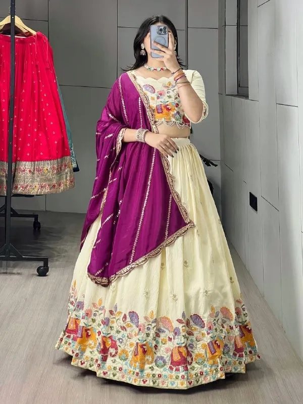 Beads Work Designer Lehenga with Animal Embroidery
