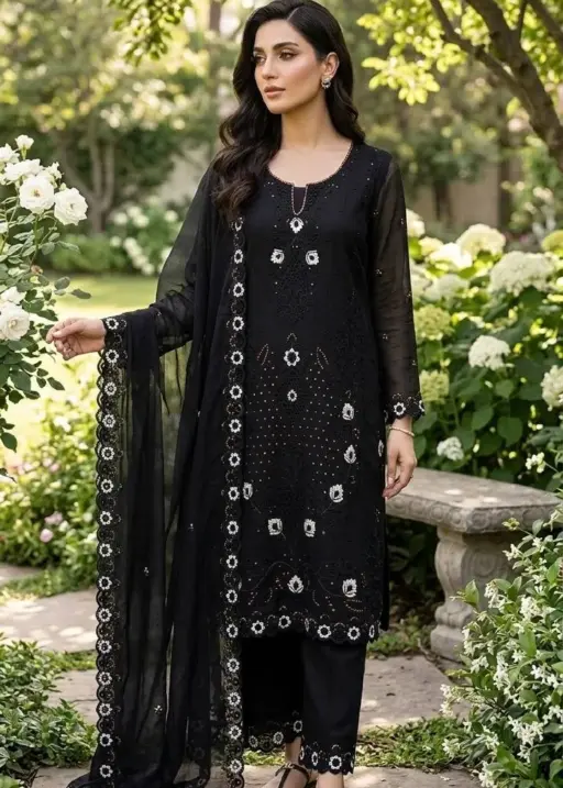 Black Cutwork Pakistani Dress for Wedding