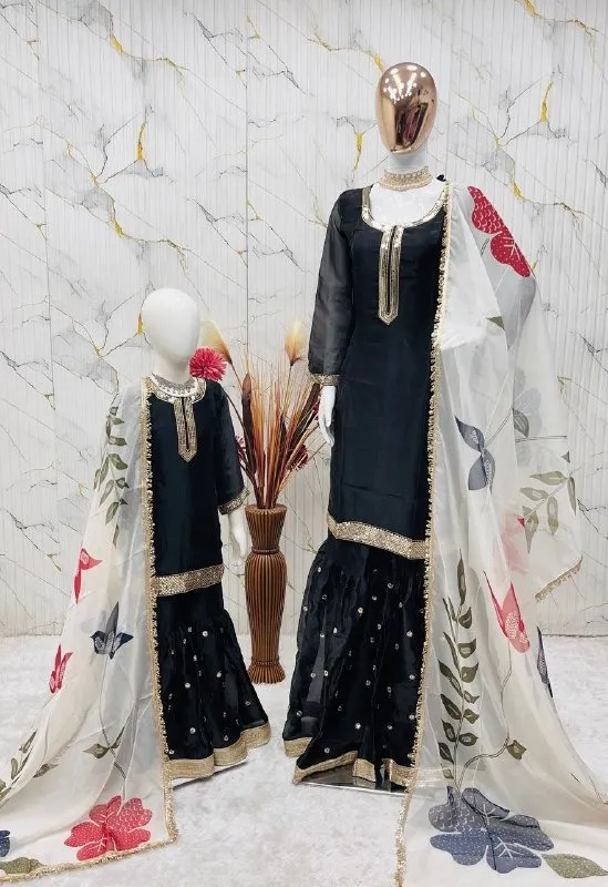 Black Mother Daughter Combo Salwar Suit for Party
