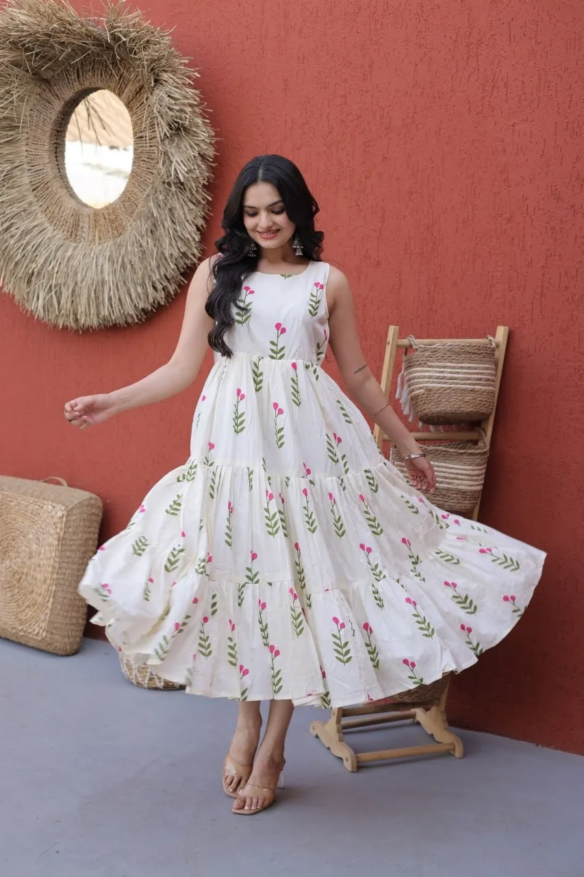 Daily Wear Flower Printed Cotton Frock