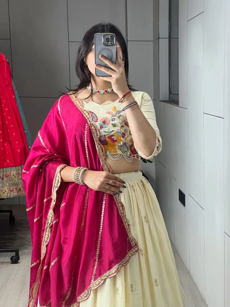 Designer Creme Traditional Chaniya Choli