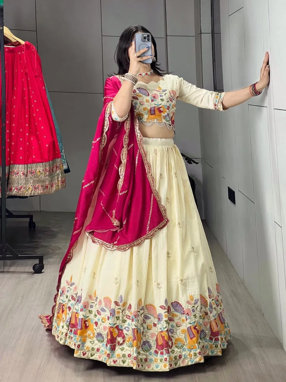Designer Creme Traditional Chaniya Choli