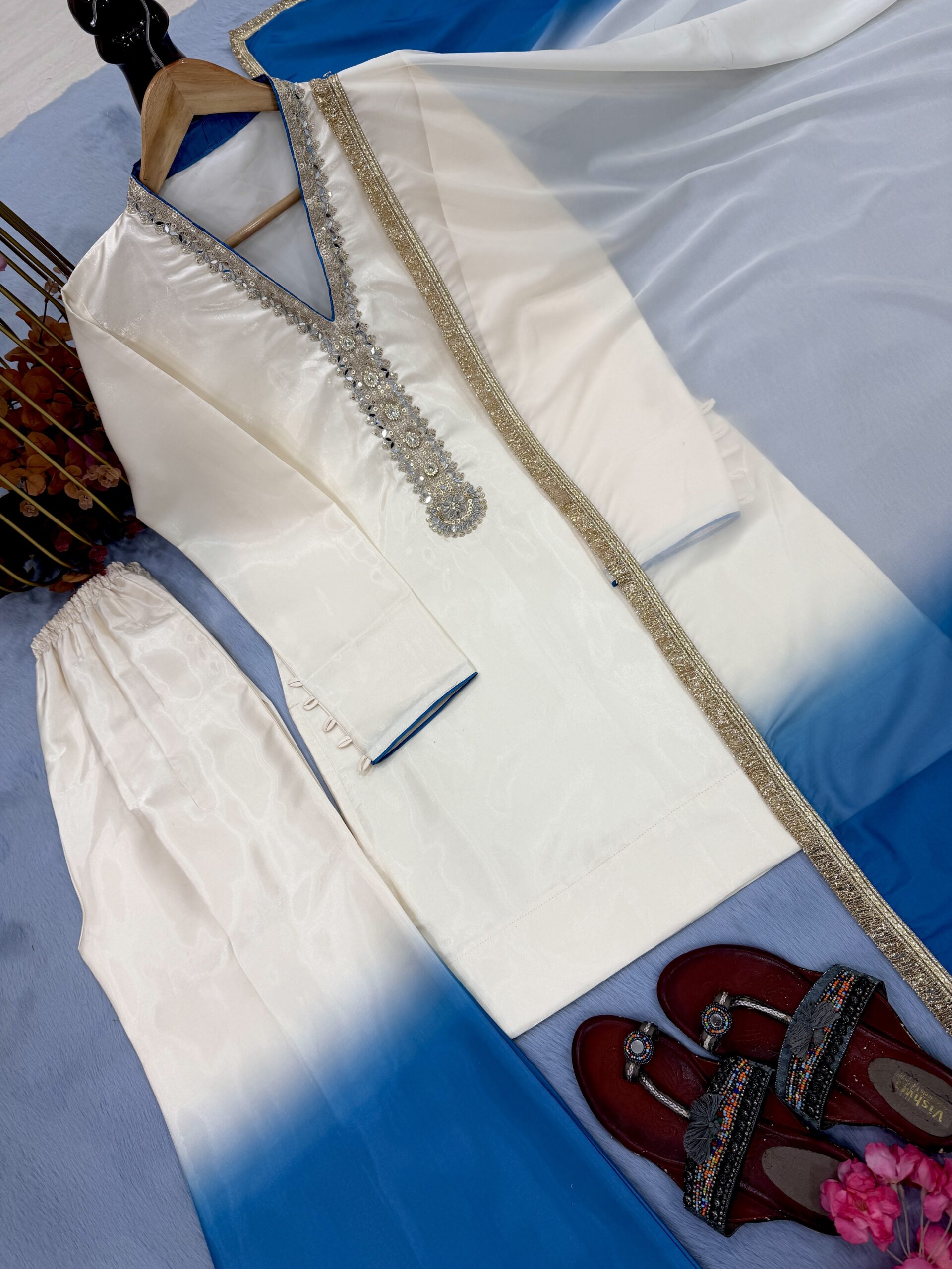 Double Shaded Short Shirt Pakistani Plazzo Dress
