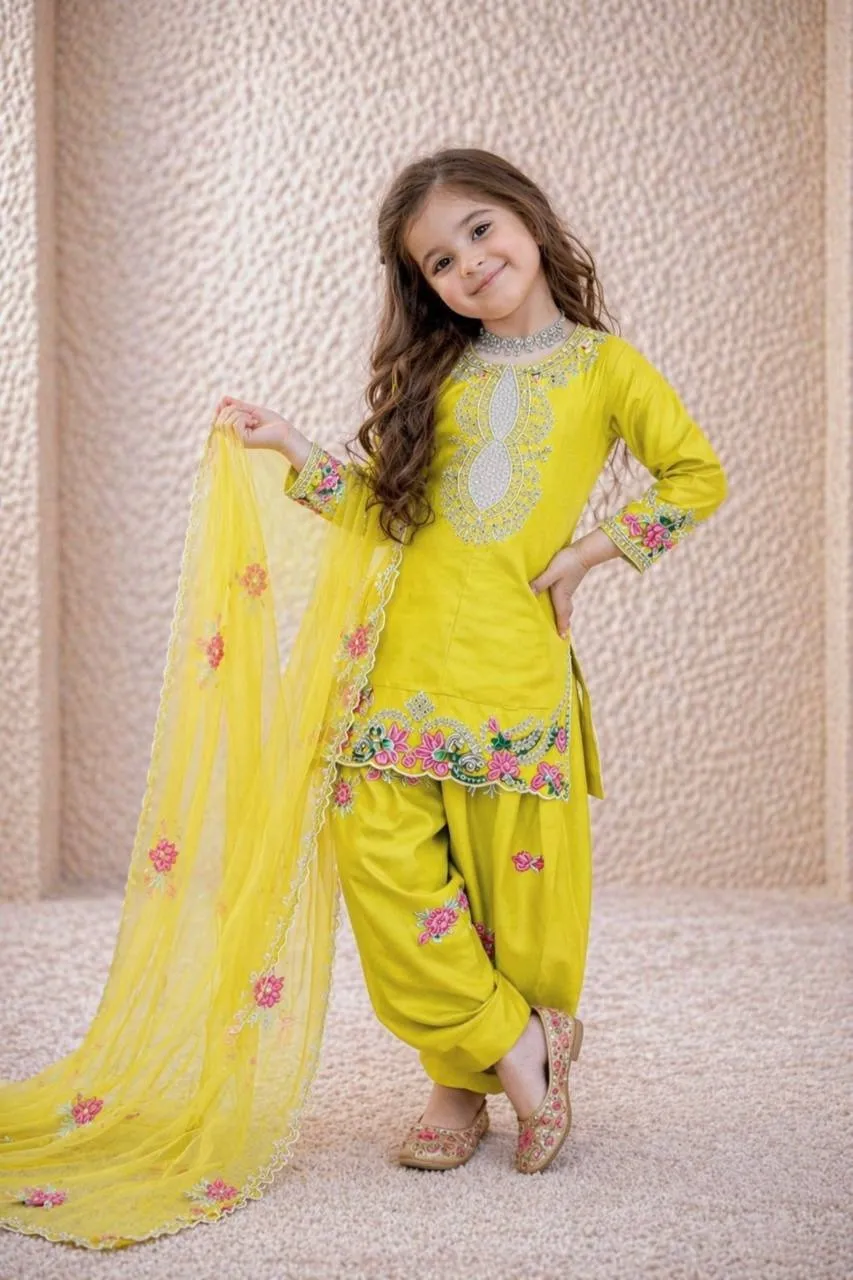 Haldi Special Designer Kids Salwar Suit