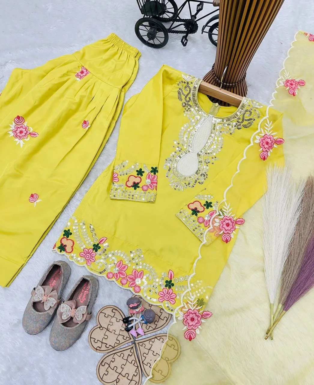 Haldi Special Designer Kids Salwar Suit