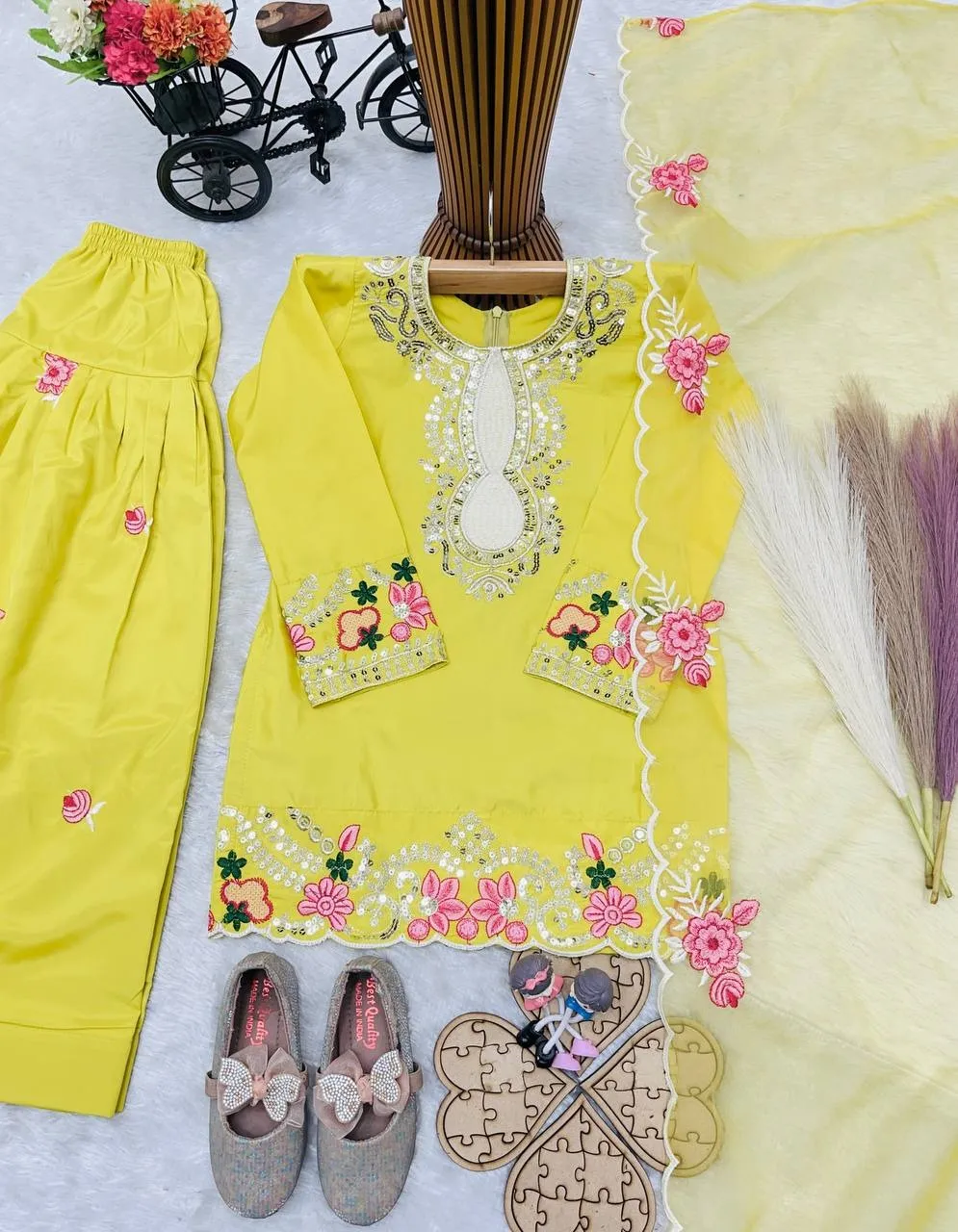 Haldi Special Designer Kids Salwar Suit