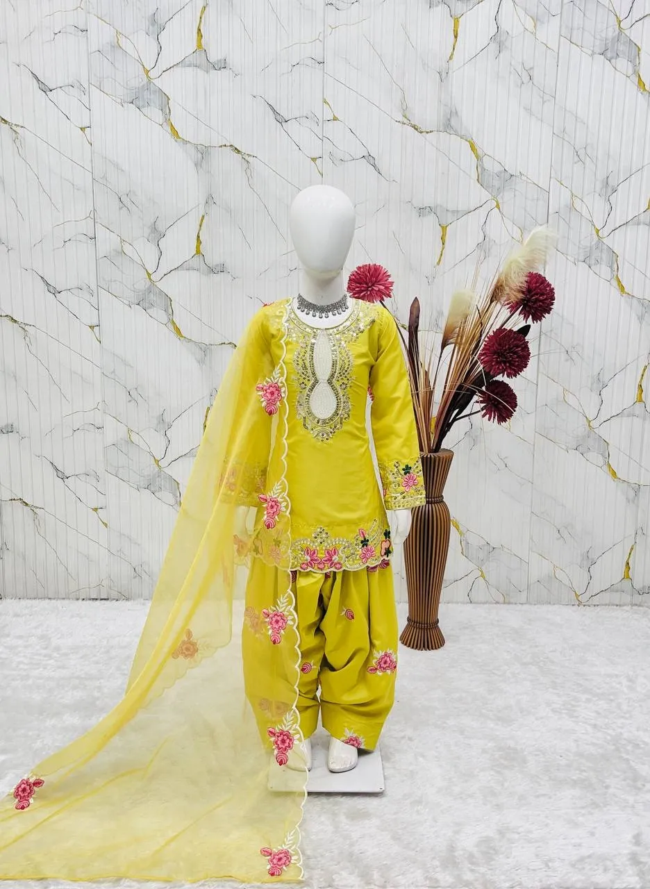 Haldi Special Designer Kids Salwar Suit