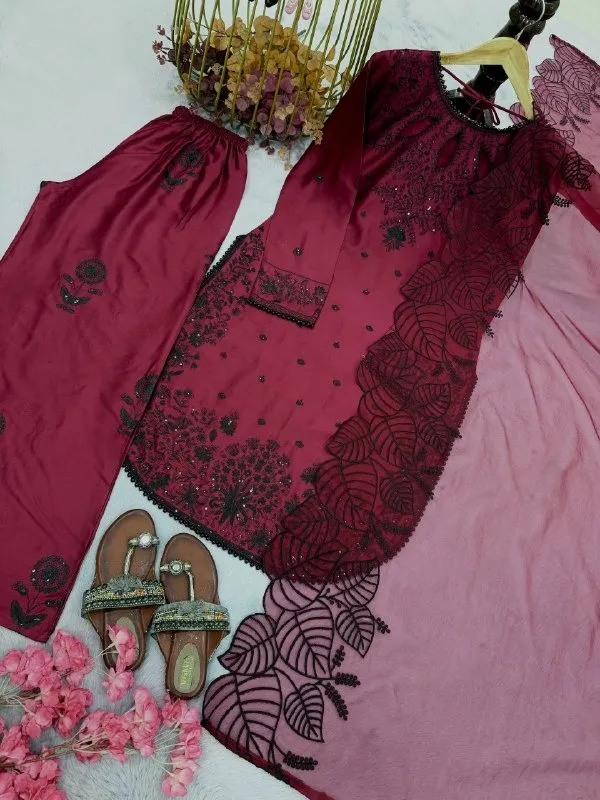 Hania Amir Inspired Marron Farsi Salwar Suit