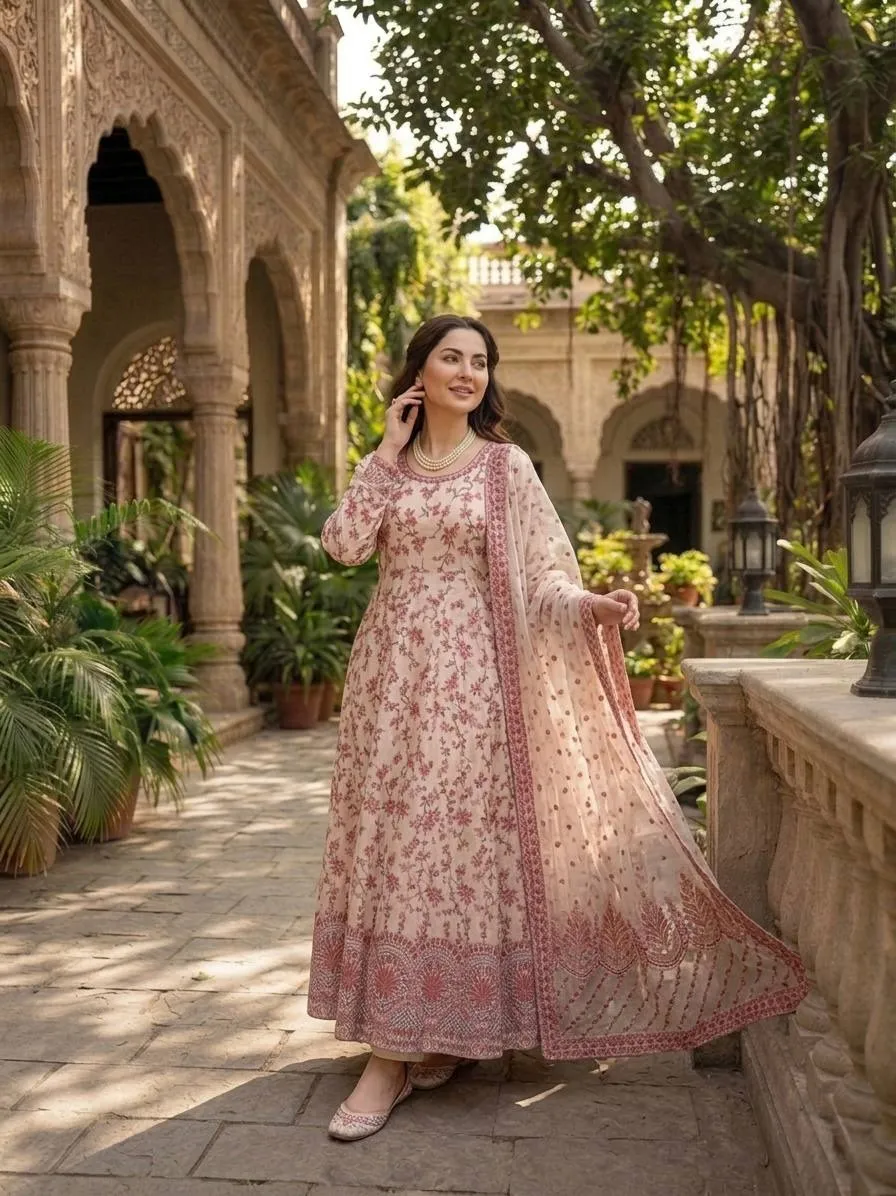 Hania Amir Inspired Red Anarkali Gown Dress