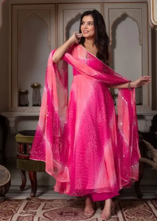 Leheriya Printed Big Flair Gown