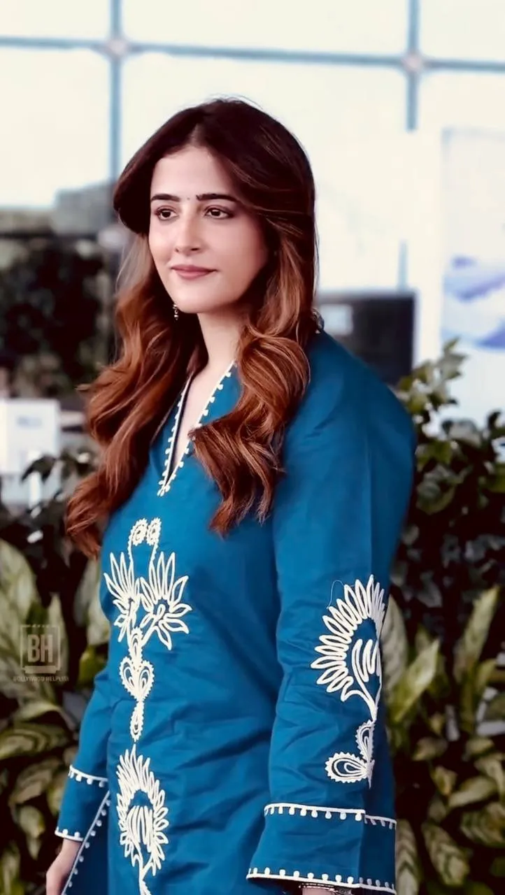 Nupur Sanon inspired blue co ord set rayon embroidery stylish women outfit casual office wear India