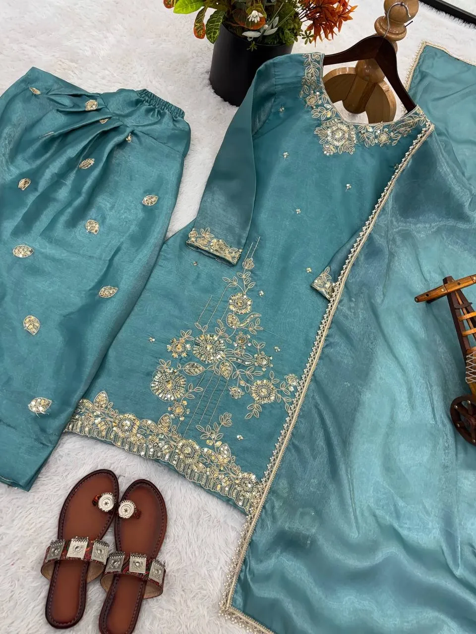 Pakistani Style Embroidery Farsi Salwar Suit