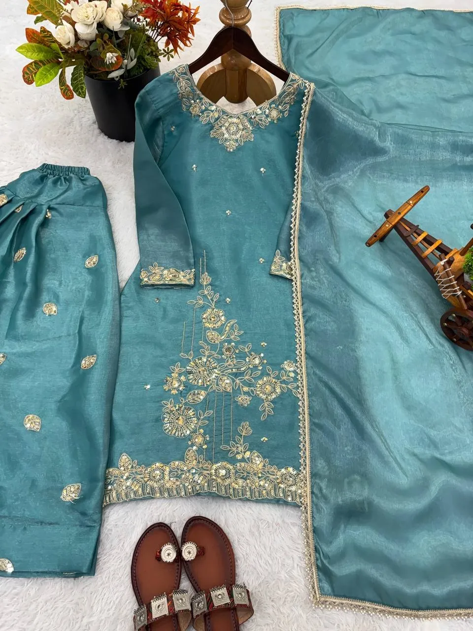 Pakistani Style Embroidery Farsi Salwar Suit