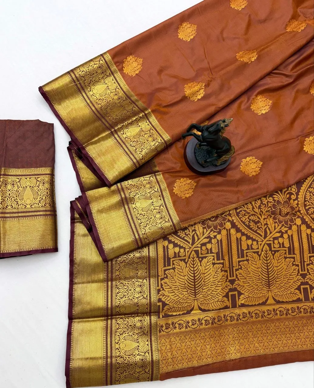 Rust Color Soft Silk Saree