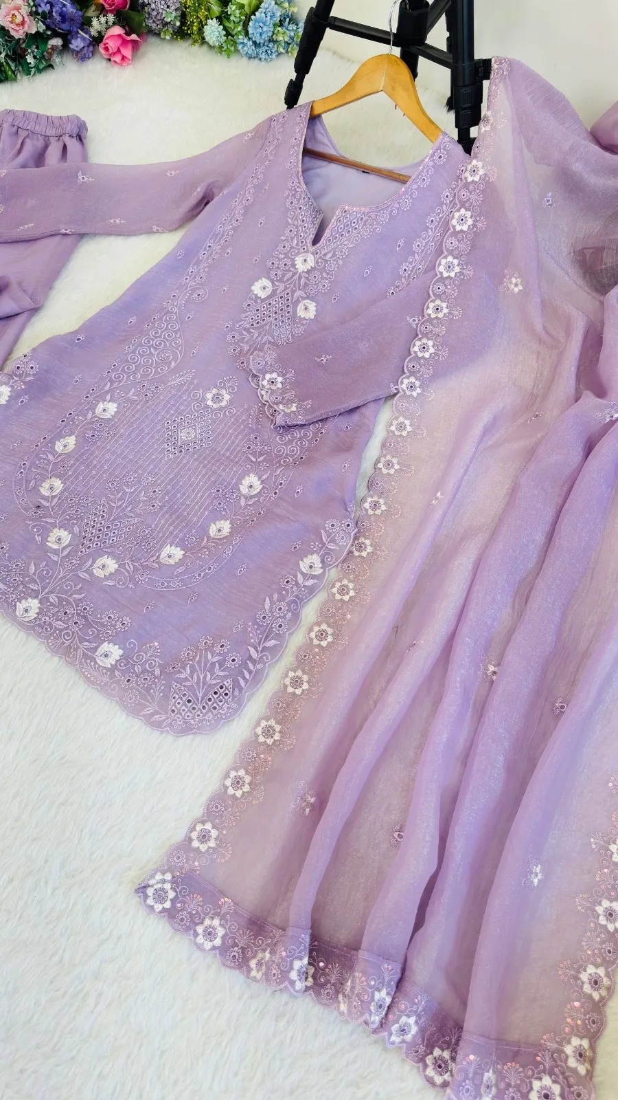 Purple Cutwork Pakistani Dress for Wedding