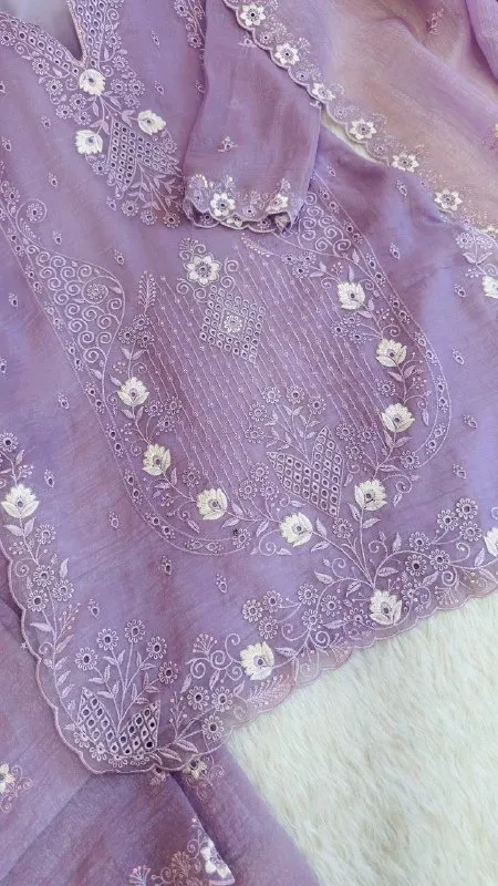 Purple Cutwork Pakistani Dress for Wedding