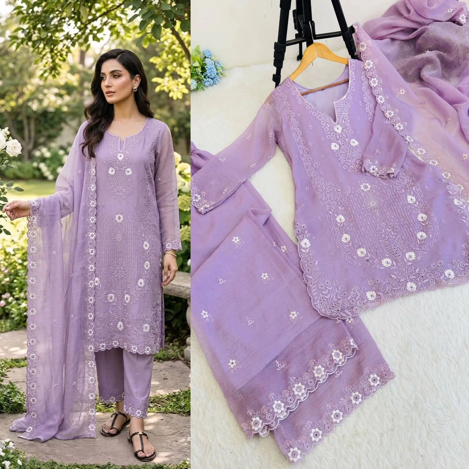 Purple Cutwork Pakistani Dress for Wedding